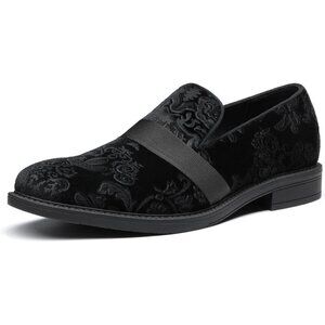 Bruno Marc Men's Black Tuxedo Shoe Slip on Classic Patent Velvet Leather Loafers